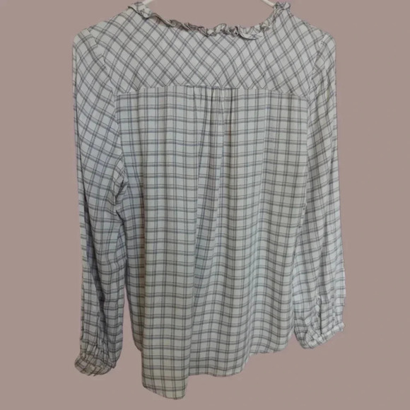 Talbots plaid top balloon sleeves buttons down  size Medium petite - Picture 3 of 8